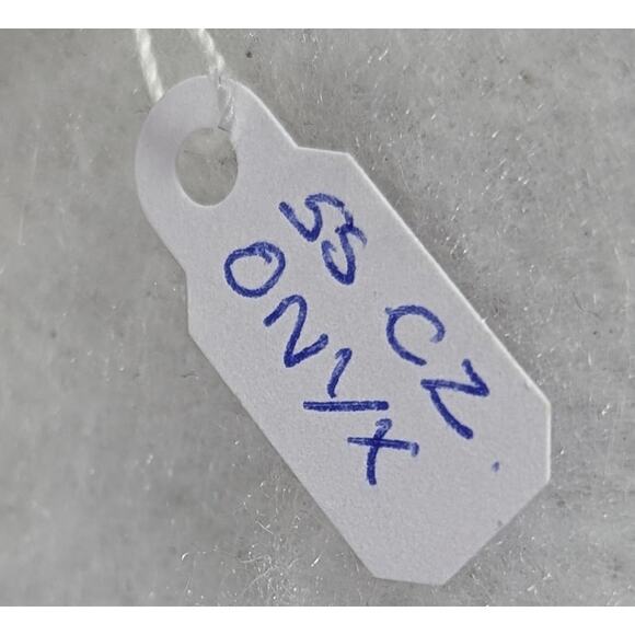 Sterling silver pendant Onyx bezel set + CZ No chain  13/4"x 3/4"Signed OOAK NWT - Picture 2 of 6